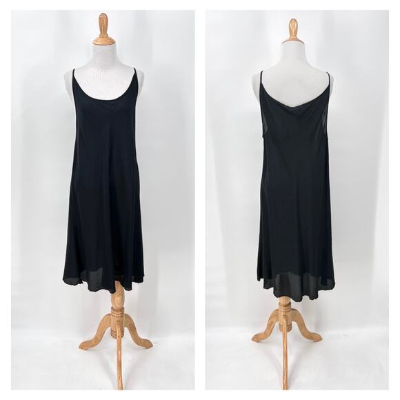 MICHIKO KOSHINO Silk Slip Dress Womens Medium Black Scoop Strappy Lightweight - Picture 1 of 16